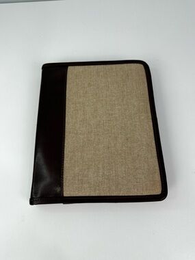 Oak Park Tablet Folio from Barnes & Noble Brown Edges with Tan Cloth Zip Closure